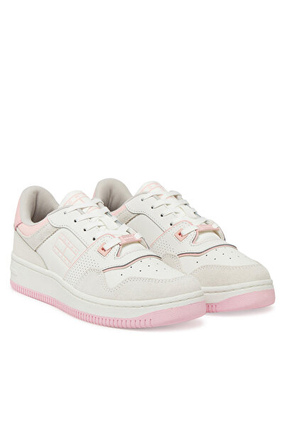 Tommy Hilfiger Kadın Süet Deri Platform Kaydırmaz Taban Pembe Sneaker