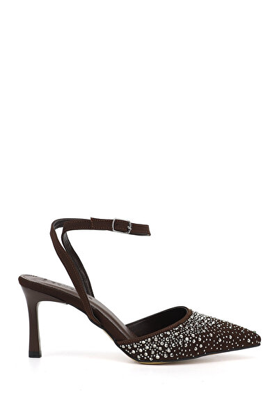 GÖNDERİ(R) Γυναικεία Καφέ Παπούτσια με λουράκι στον αστράγαλο Λεπτό τακούνι u