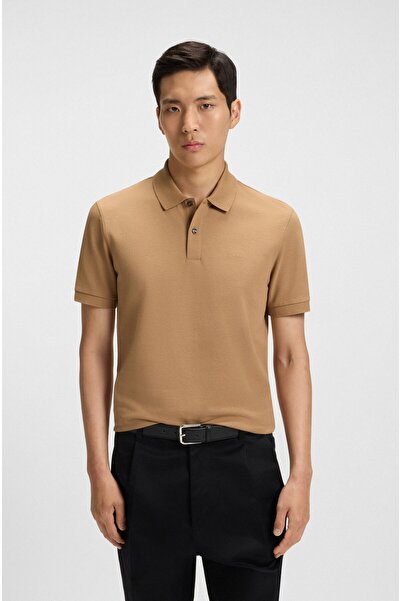 BOSS Erkek Polo Yaka Regular Fit Pamuklu Kısa Kollu Bej1 Polo Yaka T-Shirt
