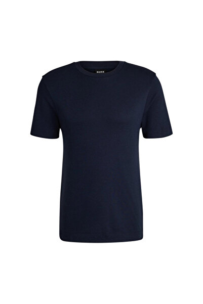 BOSS Erkek %100 Pamuklu Logo Detaylı Bisiklet Yaka Kısa Kollu Lacivert T-Shirt