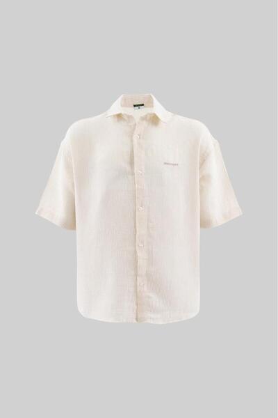 Machinist Ανδρικό βαμβακερό πουκάμισο με ρίγες σε αντίθεση, μπεζ