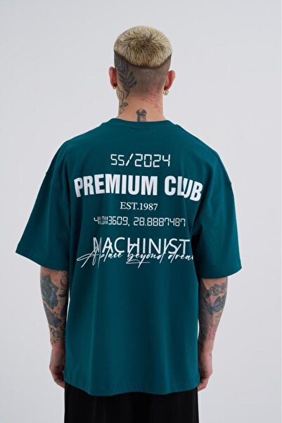 Machinist Muška premium klupska Oversize kroj majica u zelenoj boji