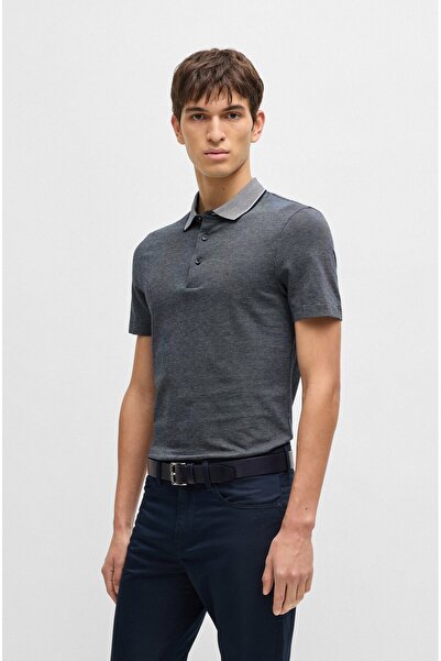 BOSS Erkek Relaxed Fit Pamuklu Polo Yaka Kısa Kollu Lacivert Polo Yaka T-Shirt