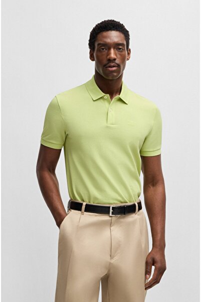 BOSS Erkek Polo Yaka Regular Fit Pamuklu Kısa Kollu Yeşil Polo Yaka T-Shirt