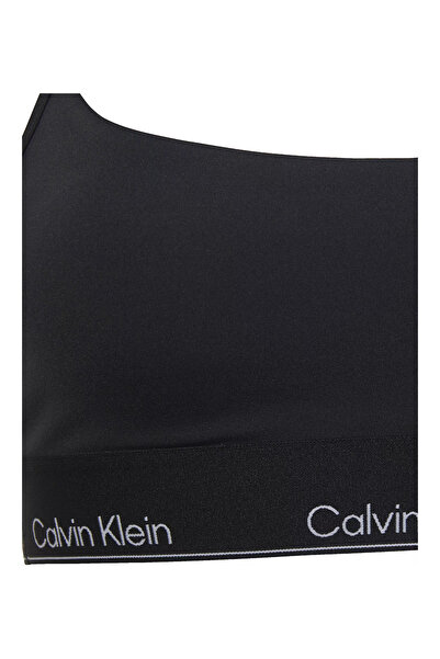 Calvin Klein Kadın Hızlı Kuruyan Kumaş Düşük Destekli Beli Elastik Bantlı Dar Kesim Siyah Spor Sütyen