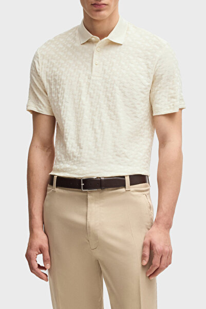 BOSS Erkek Polo Yaka Regular Fit Pamuklu Kısa Kollu Bej Polo Yaka T-Shirt