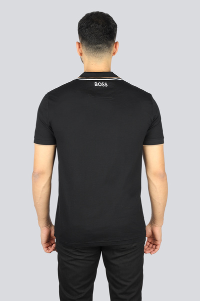 BOSS Erkek Regular Fit Polo Yaka Pamuklu Kısa Kollu Siyah Polo Yaka T-Shirt