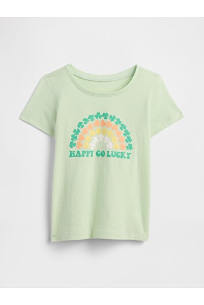GAP Kız Bebek Açık Yeşil Grafik Baskılı T-Shirt