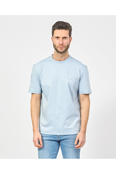 BOSS Erkek Regular Fit Bisiklet Yaka Marka Logolu Mavi T-Shirt