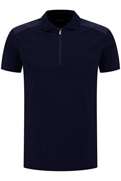 PAUL&SHARK Erkek Regular Fit Pamuklu Kısa Kollu Yarım Fermuarlı Lacivert Polo...