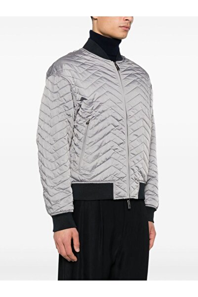 Emporio Armani معطف رجالي ذو طية صدرية مزدوجة الجوانب وياقة قائمة، مع شعار ال...
