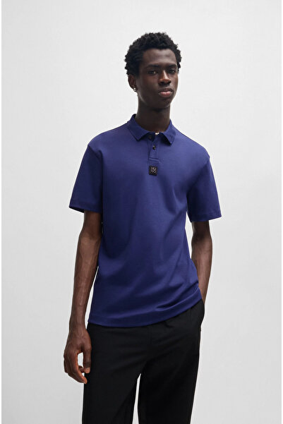 HUGO Erkek Dokuma Polo Yaka Kısa Kol Günlük Lacivert Polo Yaka T-Shirt