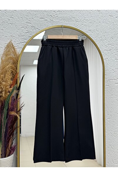MİHRA STORE Elanur με ρέλι καμπάνα Παντελόνι-MT4722 Μαύρο