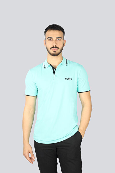 BOSS Erkek Regular Fit Polo Yaka Pamuklu Kısa Kollu Yeşil Polo Yaka T-Shirt