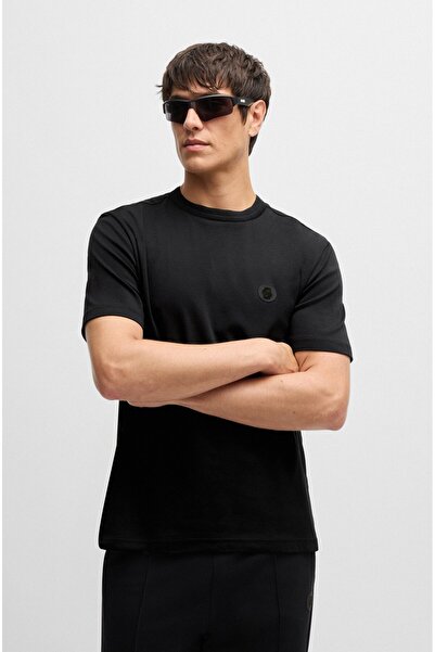 BOSS Erkek Pamuklu Kısa Kollu Yuvarlak Yaka Regular Fit Siyah T-Shirt