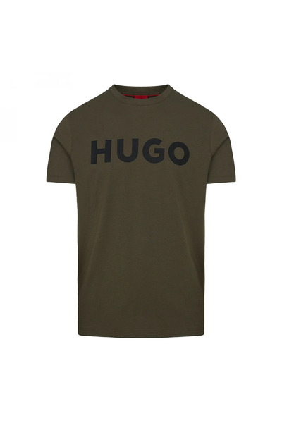 HUGO Erkek %100 Pamuklu Logolu Kısa Kollu Haki T-Shirt