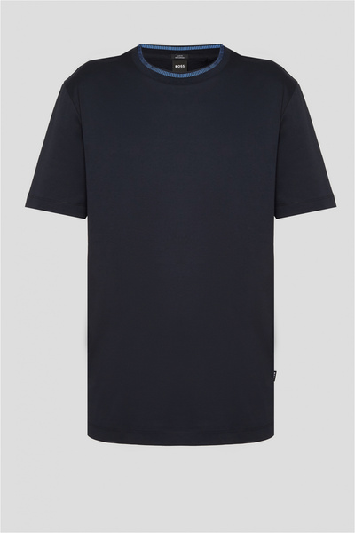 BOSS Erkek Yumuşak Pamuklu Dar Kesim Yuvarlak Yaka Kısa Kollu Lacivert T-Shirt