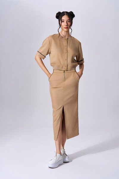 Naar Γυναικεία φούστα με σκίσιμο, κατάλληλη για καθημερινή χρήση, σε χρώμα κα...