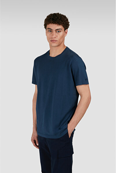 PAUL&SHARK Men's Round Neck Regular Fit 100% Cotton Short Sleeve Navy Blue T-...