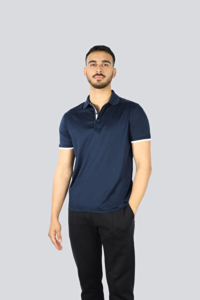 PAUL&SHARK Men's 100% Cotton Regular Cut Short Sleeve Navy Blue Polo Collar T...