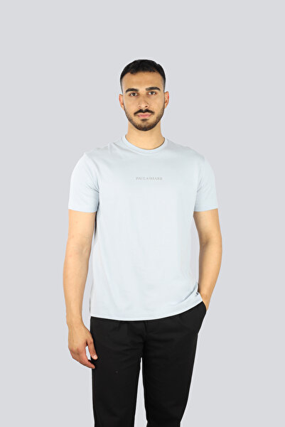 PAUL&SHARK Tricou albastru cu mânecă scurtă și guler rotund, cu logo-ul mărci...