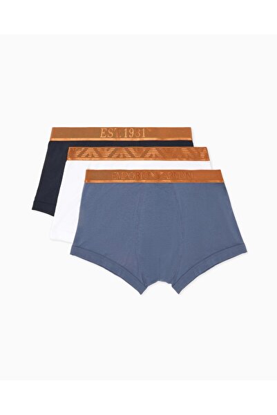 Emporio Armani Ανδρικό βαμβακερό λευκό μποξεράκι 3 τεμαχίων με ελαστική μέση ...