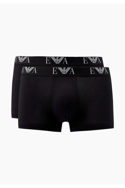 Emporio Armani Ανδρικά βαμβακερά μποξεράκια με λογότυπο στη μέση, casual μαύρα