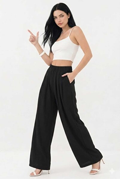 FEVİLLE Modal Touch Pile Detailed Wide Leg Trousers