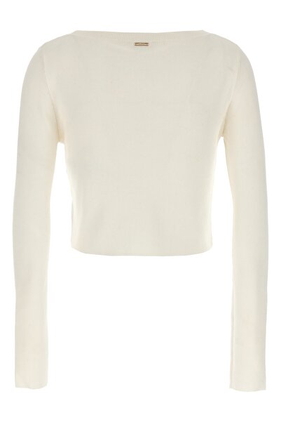 liu.jo Women's Long Sleeve Round Neck Casual White Sweater WF3124MS49I-10701