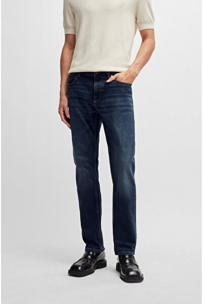 BOSS Erkek Denim Cepli Normal Kalıp Günlük Kullanım Lacivert Jeans