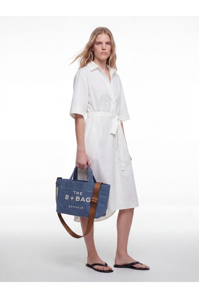 Bonheur Canvas Parisian Blue Small Tote Bag