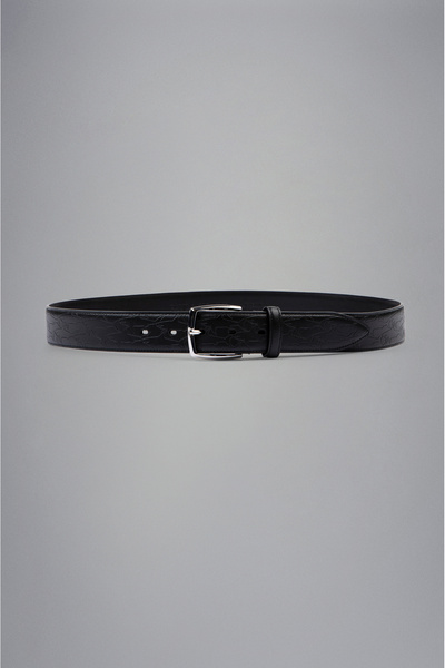 PAUL&SHARK Men's Brand Logo Leather Casual Black Belt