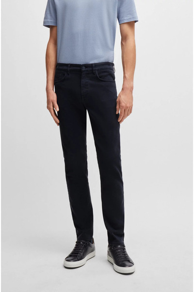 BOSS Erkek Normal Bel Düğme Kapamalı 5 Cepli Günlük Lacivert Jeans