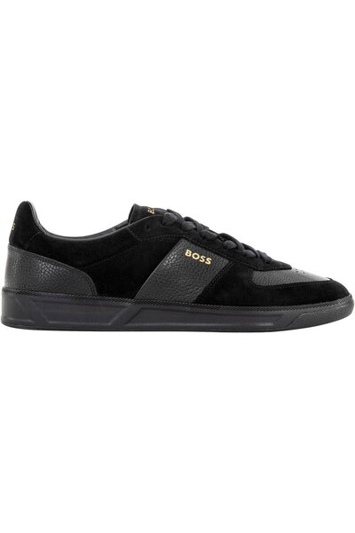 BOSS Erkek Marka Logolu Bağcıklı Kaydırmaz Tabanlı Günlük Siyah Sneaker