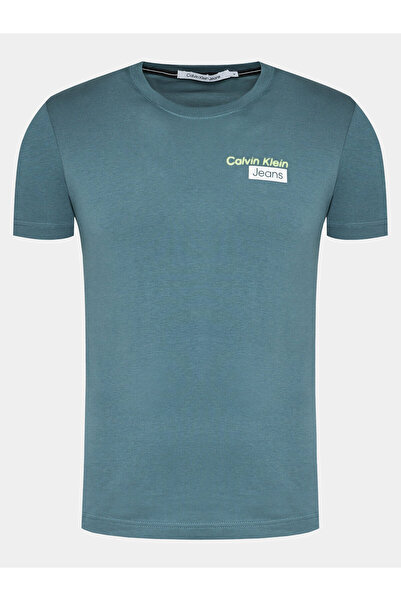 Calvin Klein Men's 100% Cotton Logo Short Sleeve Blue T-Shirt