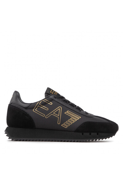 Emporio Armani UNISEX Marka Logolu Rahat Taban Bağıcıklı Siyah-Altın Sneaker ...