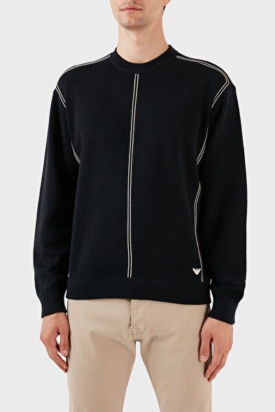 Emporio Armani Men's Regular Fit Cotton Crew Neck Long Sleeve Navy Blue Sweat...