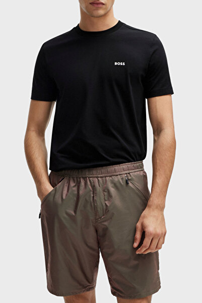 BOSS Erkek regular fit Kısa Kollu Düz Bisiklet Yaka Siyah T-Shirt