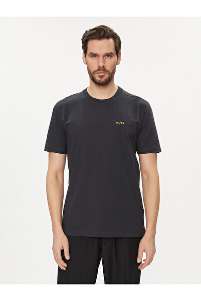 BOSS Erkek regular fit Kısa Kollu Düz Bisiklet Yaka Lacivert T-Shirt