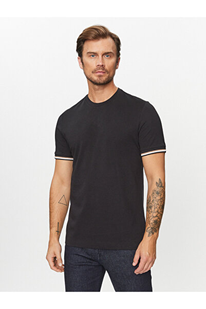 BOSS Erkek regular fit Kısa Kollu Düz Bisiklet Yaka Siyah T-Shirt