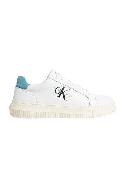 Calvin Klein Erkek Marka Logolu Bağcıklı Kaydırmaz Tabanlı Günlük Beyaz Sneaker