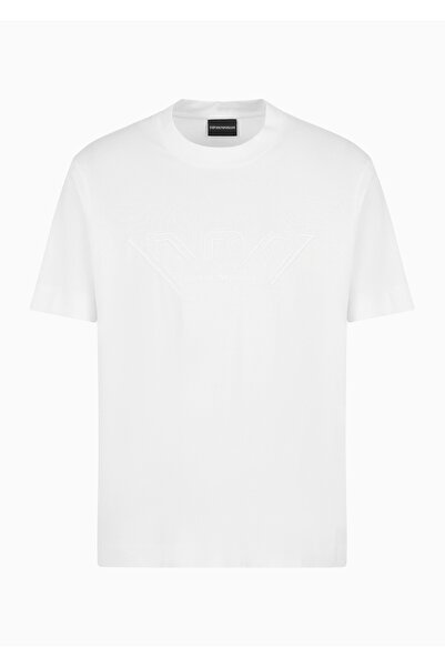 Emporio Armani Erkek Marka Logolu Basic Bisiklet Yaka Kısa Kollu Beyaz T-Shirt