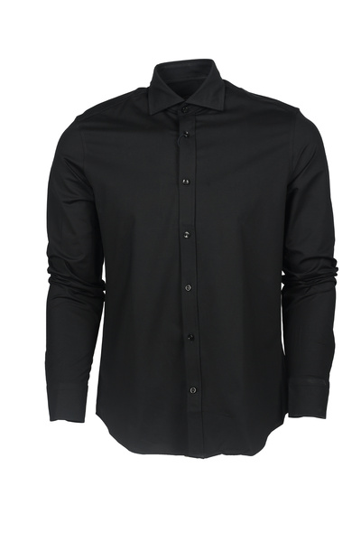 PAUL&SHARK Erkek Pamuklu Slim Fit İnce Düğme Kapamalı Siyah Gömlek