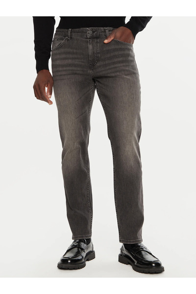 BOSS Erkek Denim Normal Belli Düz Model Günlük Kullanım Siyah Jeans