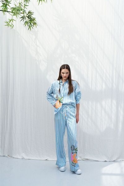 Naar Γυναικείο παντελόνι με κορδόνια, φαρδιά μπατζάκια, άνετη εφαρμογή, αυθεν...