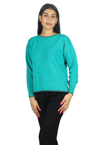 liu.jo Women's Long Sleeve Casual Regular Fit Turquoise Sweater