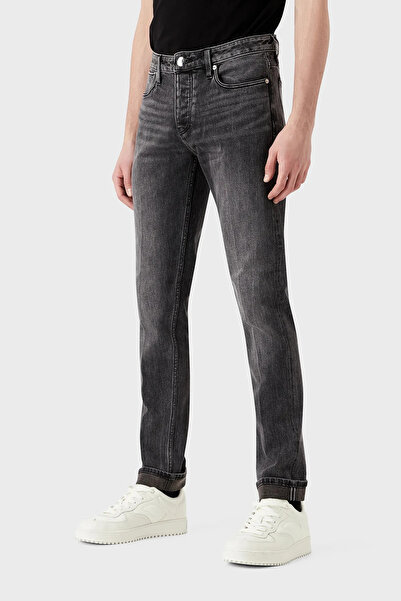 Emporio Armani Erkek Logolu 5 Cepli Denim Siyah Jeans