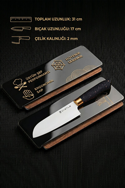 CASTLE KITCHEN Black Copper Serisi 5 Li Mutfak Bıçağı Et Ekmek Sebze Mutfak Şef Bıçak Seti ( Mft-568)