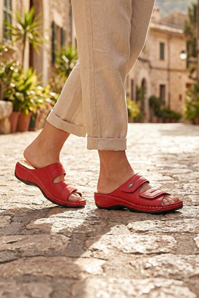 Paleng Γυναικείες ρυθμιζόμενες παντόφλες από γνήσιο δέρμα Gezer