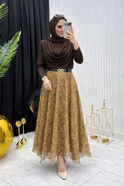 Nursay Σετ μπλούζας με ασύμμετρη φούστα και έθνικ σχέδιο